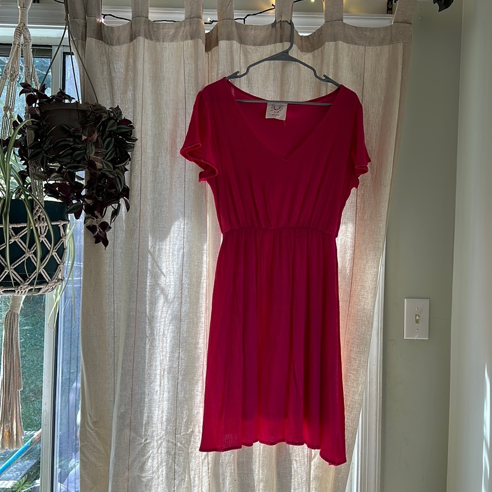 Hot pink midi dress